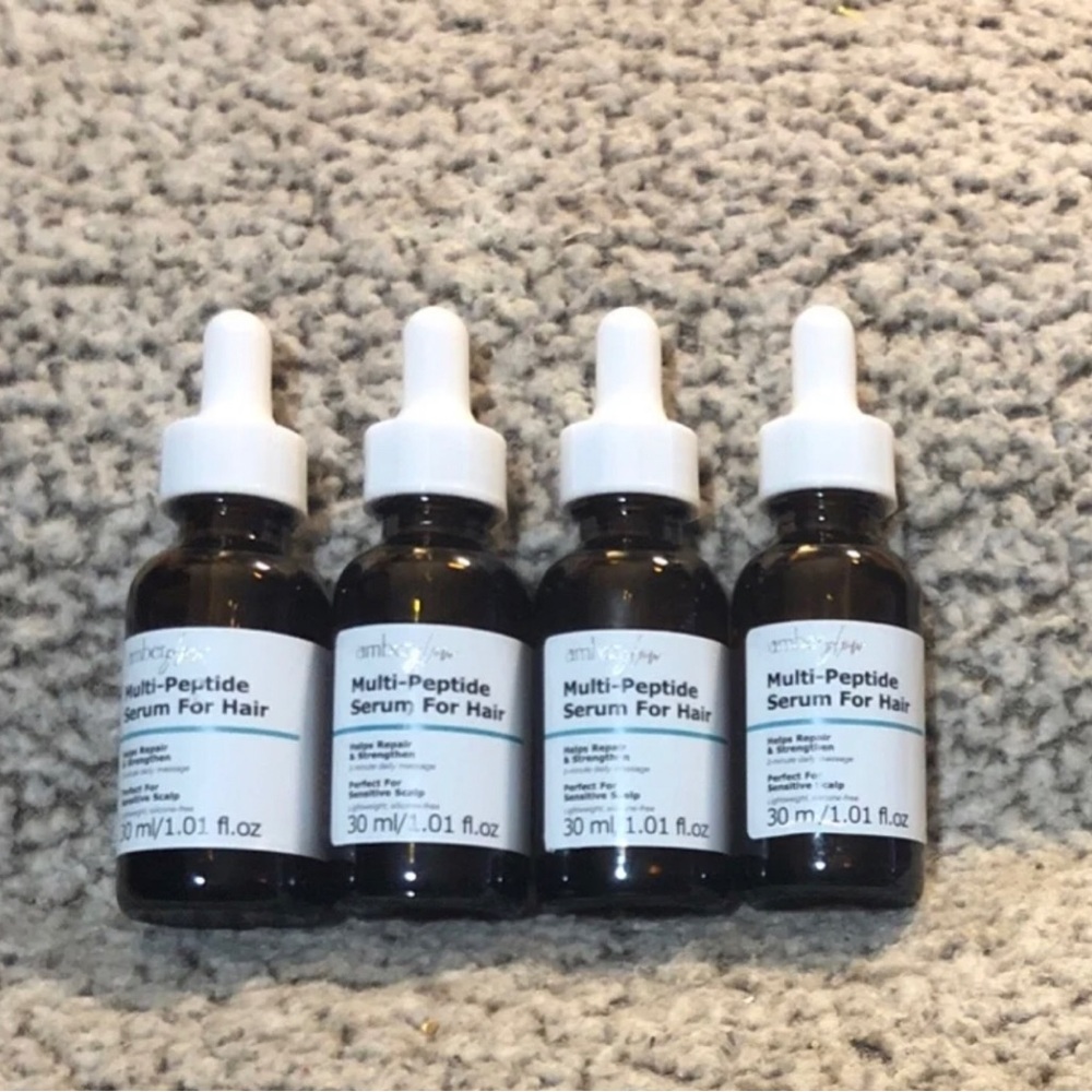 Amber Glow Multi-Peptide Serum for Hair Amber Bottle with dropper (Set of 4).